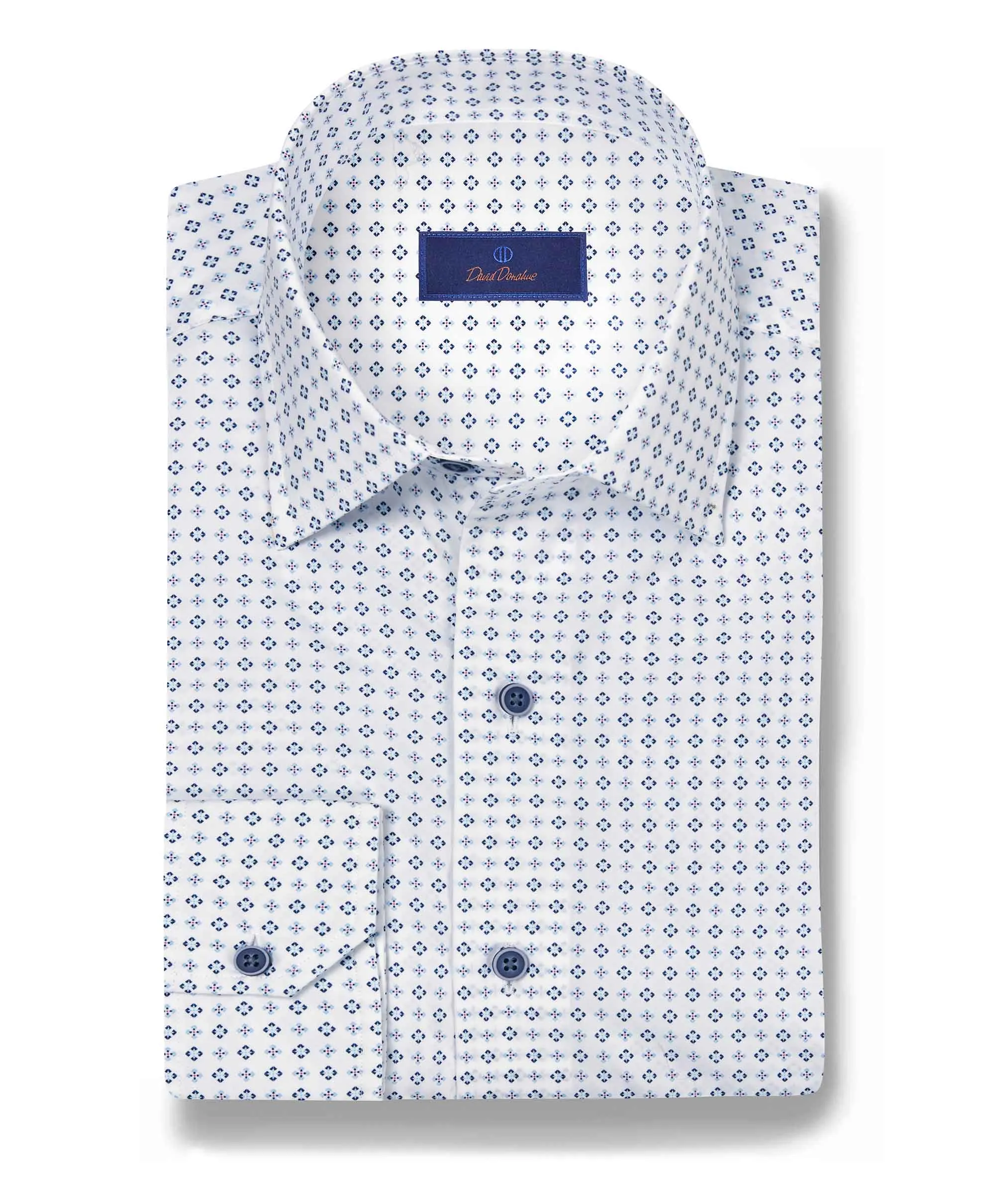 CBSM10205135 | White & Blue Neat Print Sport Shirt