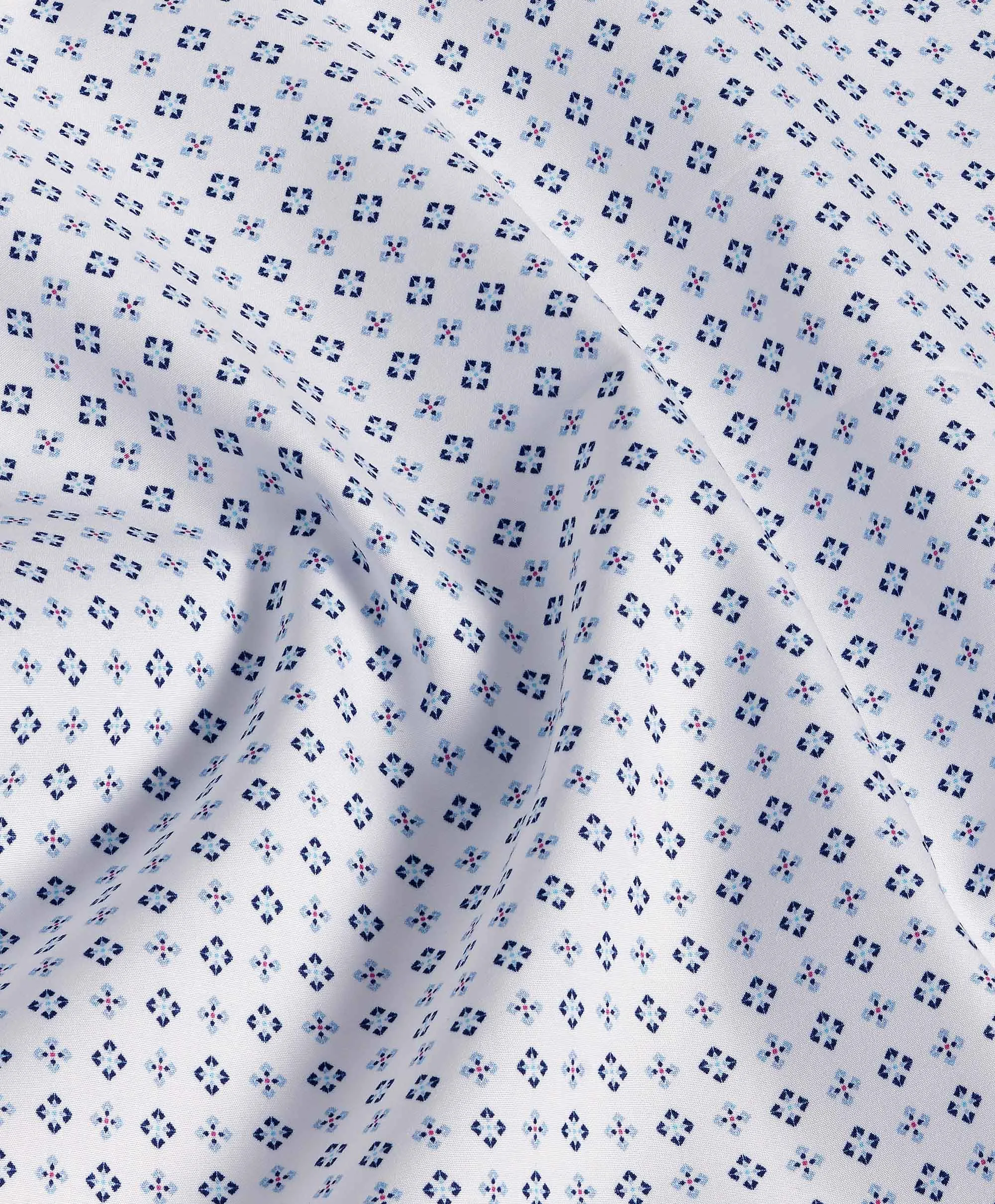 CBSM10205135 | White & Blue Neat Print Sport Shirt