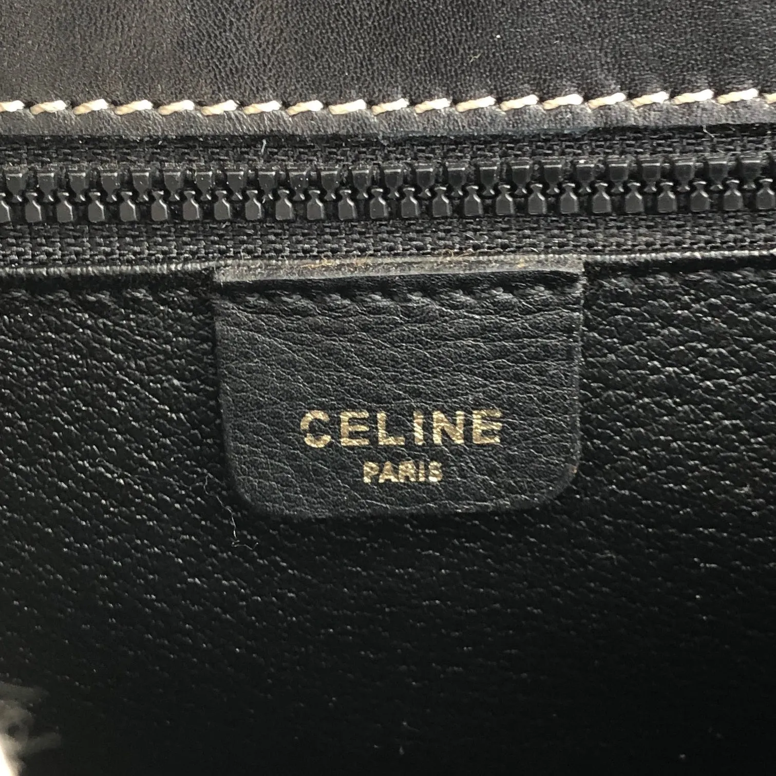 CELINE Belt Buckle Stitch Shoulder bag Black Vintage 8d2v6y
