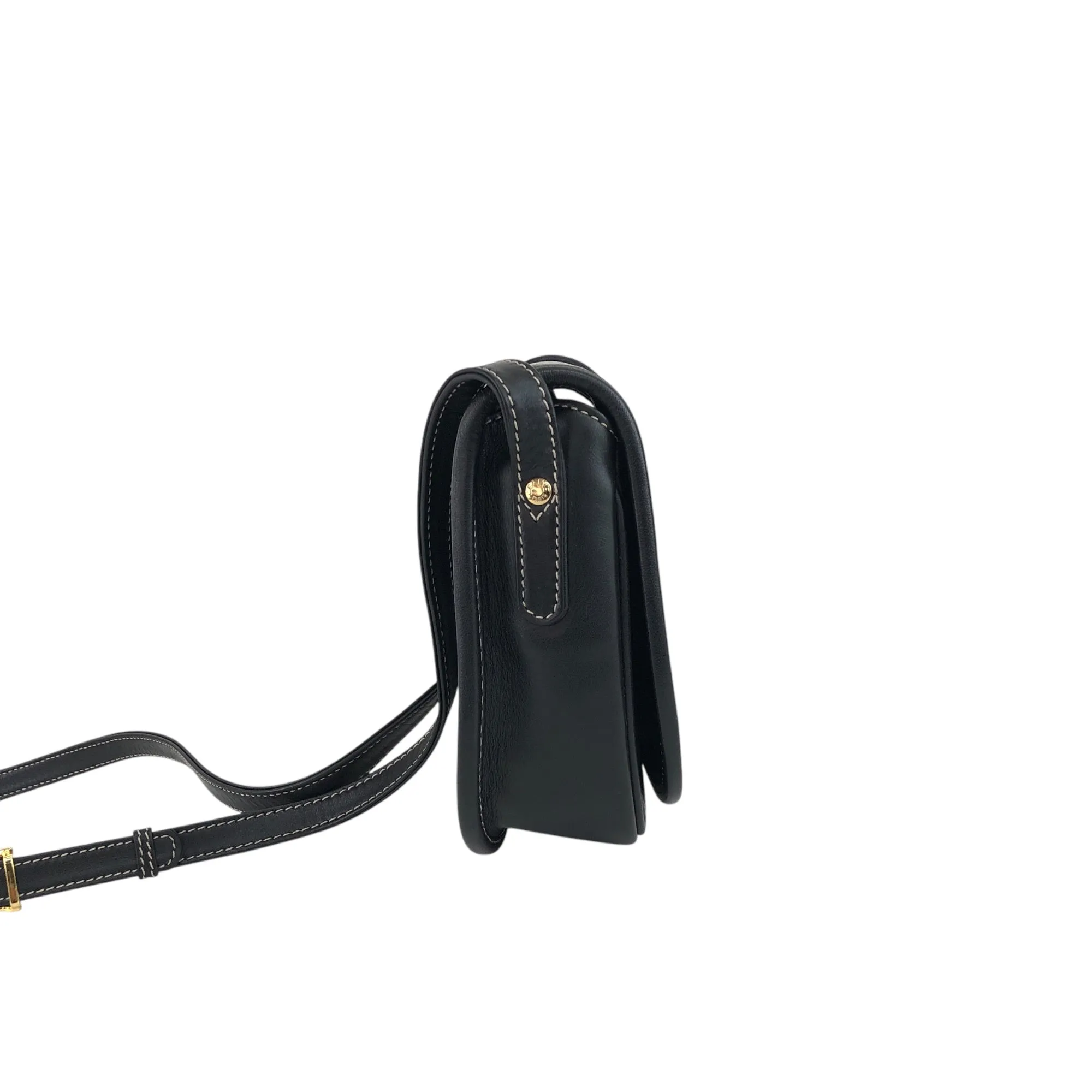 CELINE Belt Buckle Stitch Shoulder bag Black Vintage 8d2v6y