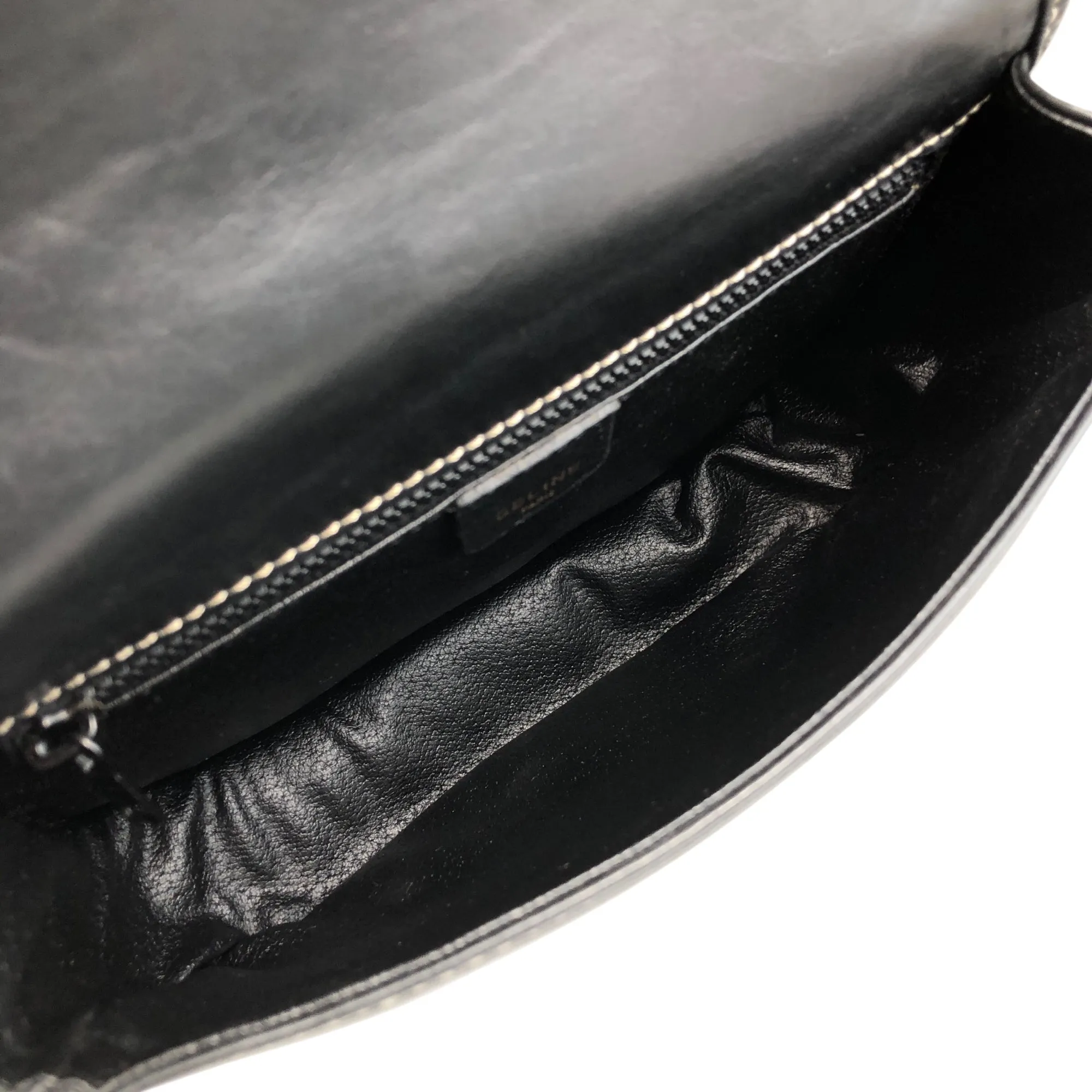 CELINE Belt Buckle Stitch Shoulder bag Black Vintage 8d2v6y