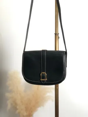 CELINE Belt Buckle Stitch Shoulder bag Black Vintage 8d2v6y