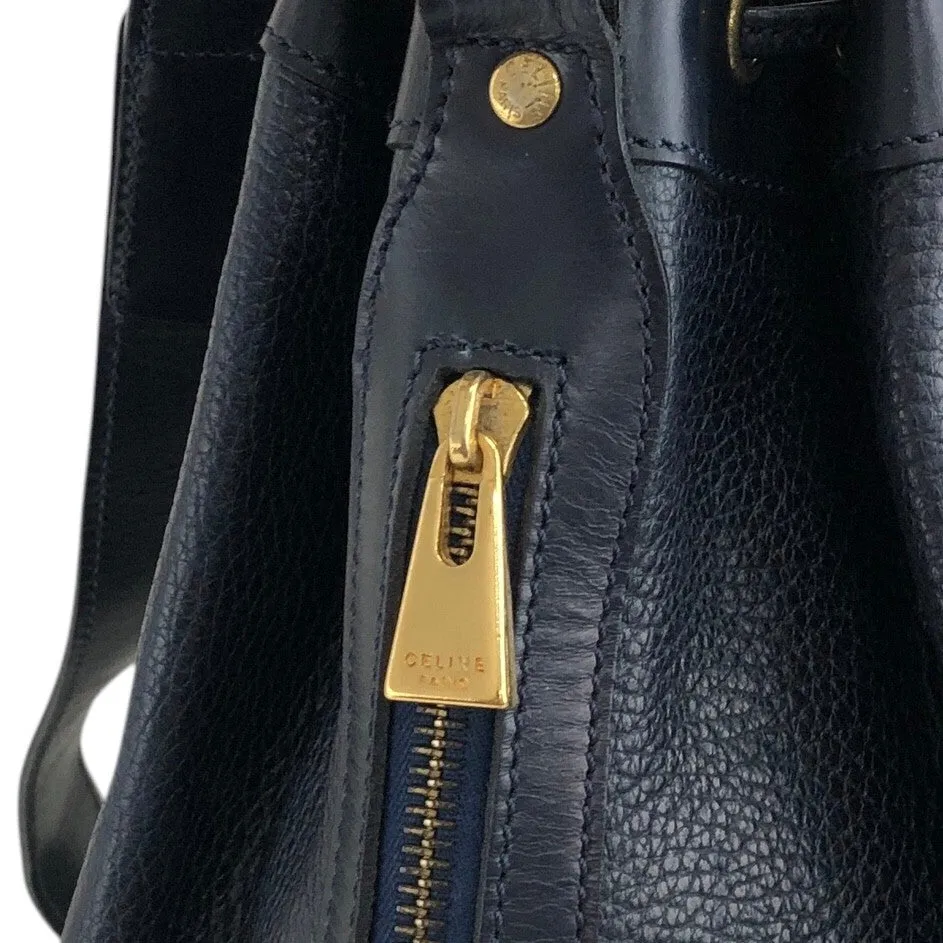 CELINE Gancini Drawstring Shoulder bag Dark Navy Vintage 5xguk7
