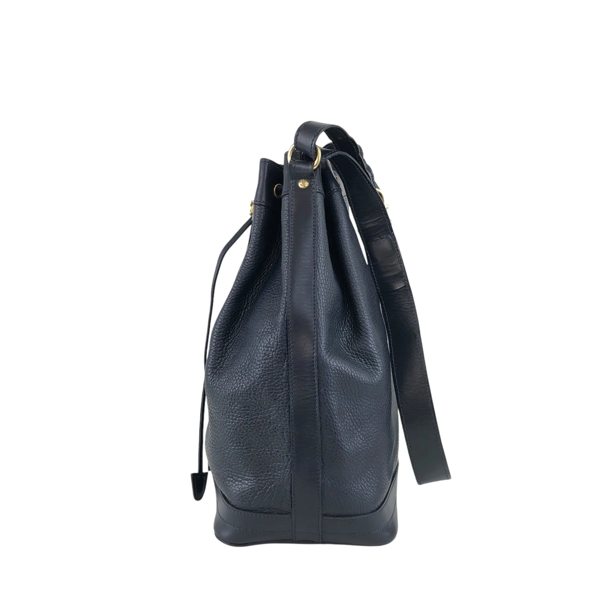 CELINE Gancini Drawstring Shoulder bag Dark Navy Vintage 5xguk7