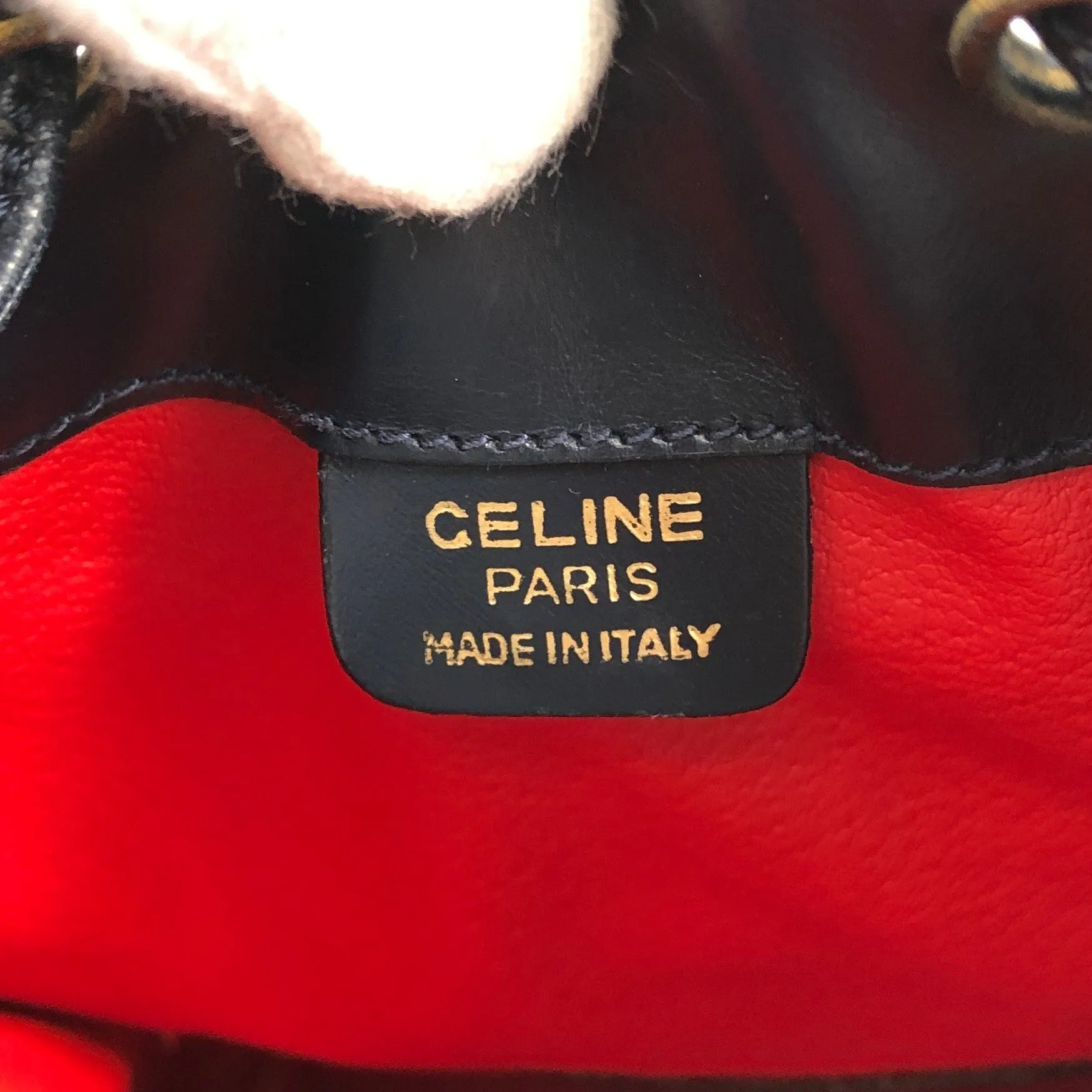 CELINE Gancini Drawstring Shoulder bag Dark Navy Vintage 5xguk7