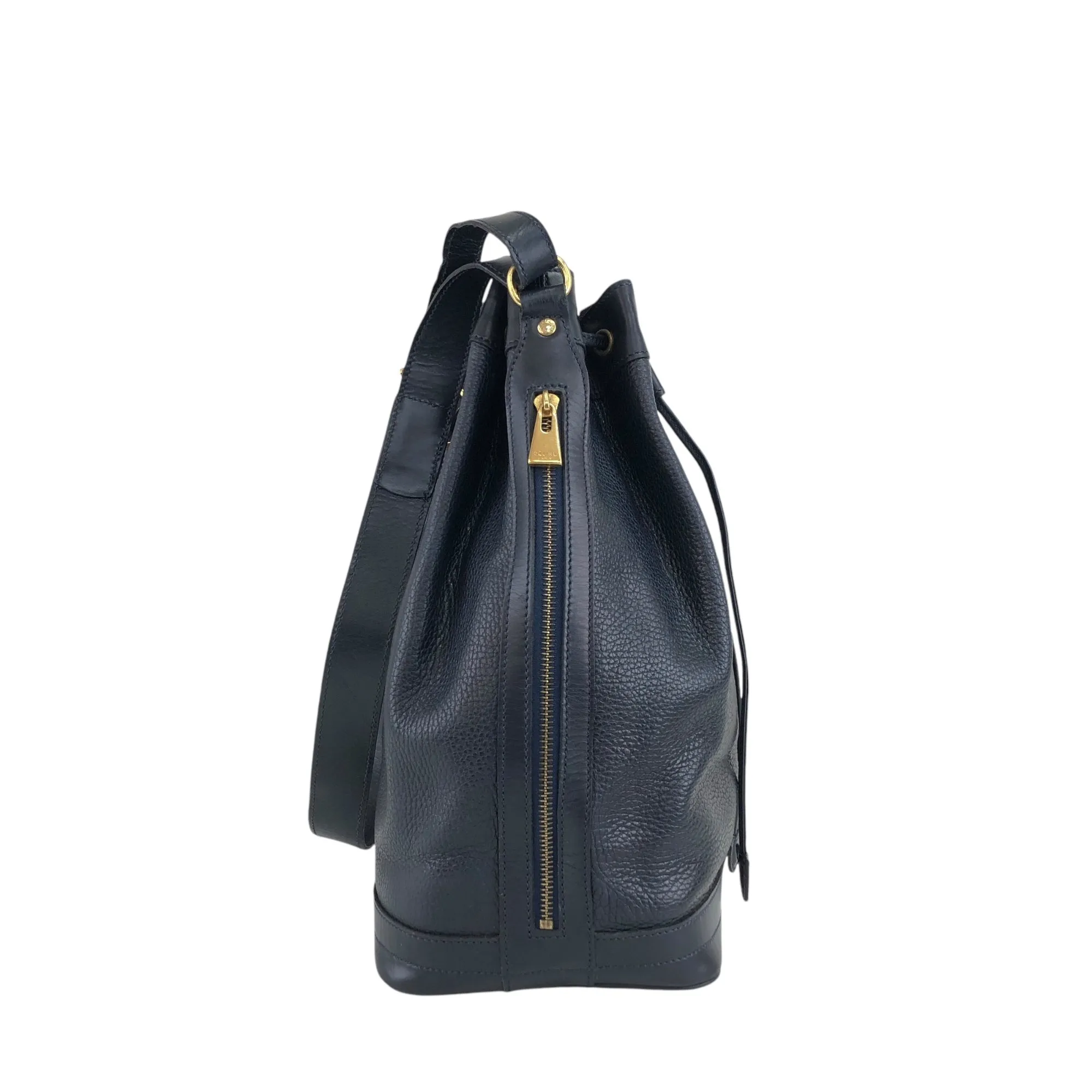 CELINE Gancini Drawstring Shoulder bag Dark Navy Vintage 5xguk7