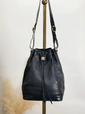 CELINE Gancini Drawstring Shoulder bag Dark Navy Vintage 5xguk7