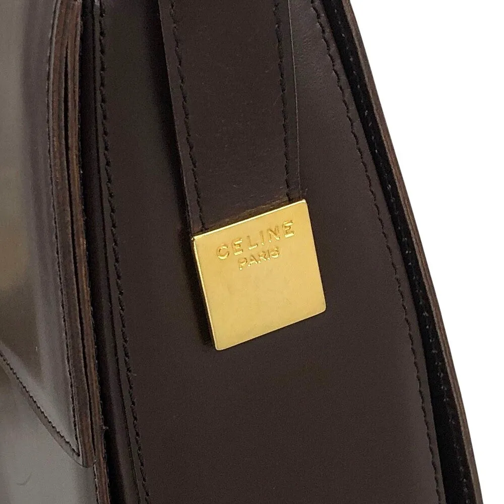 CELINE Gancini Shoulder bag Brown Vintage x6s3nv