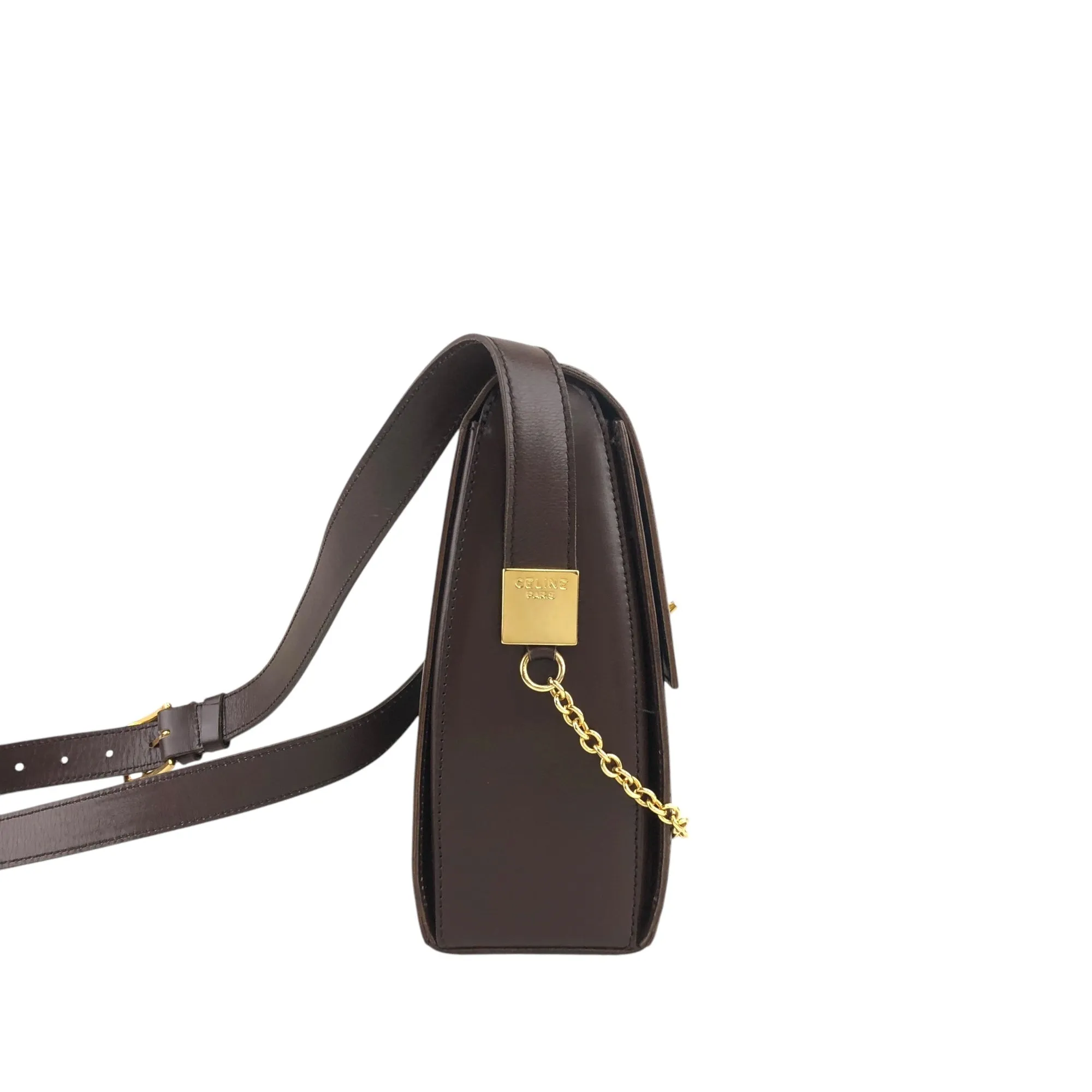 CELINE Gancini Shoulder bag Brown Vintage x6s3nv