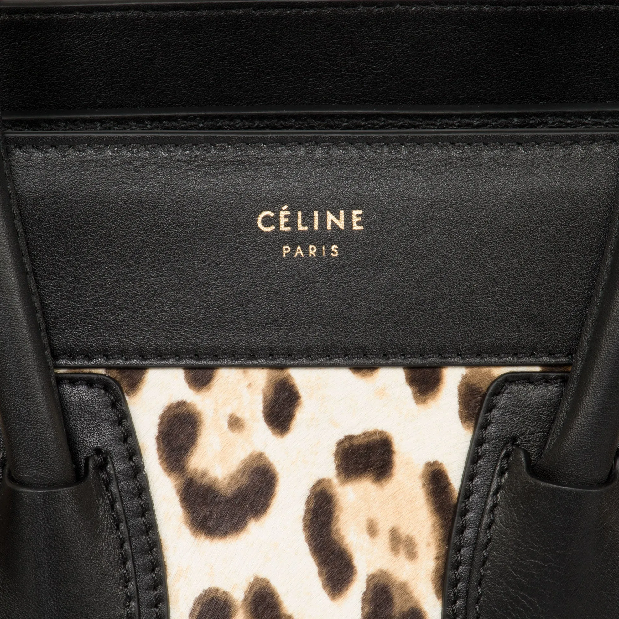 Celine Micro Luggage Tote Bag | Leopard and Black Print
