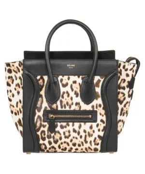 Celine Micro Luggage Tote Bag | Leopard and Black Print