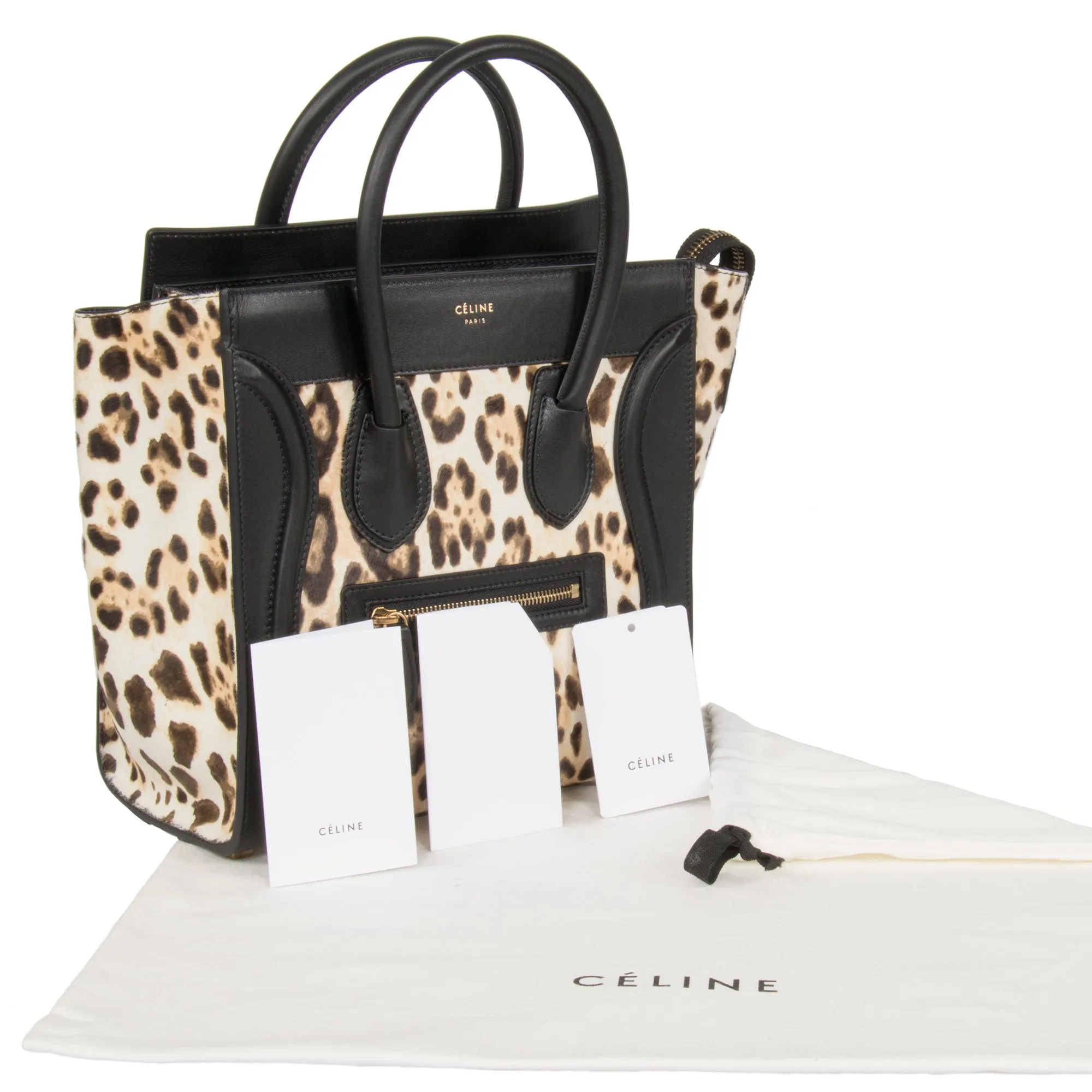 Celine Micro Luggage Tote Bag | Leopard and Black Print