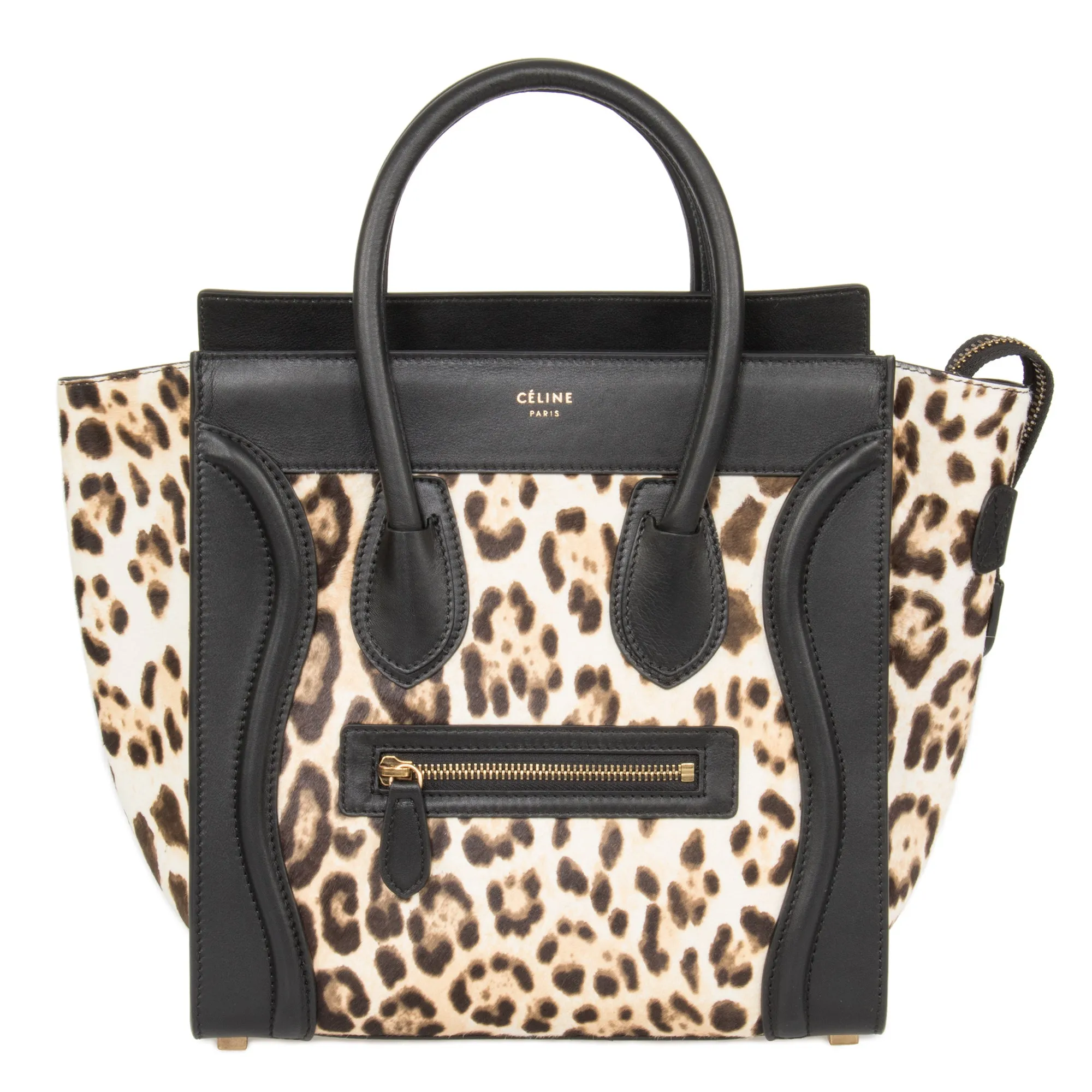 Celine Micro Luggage Tote Bag | Leopard and Black Print