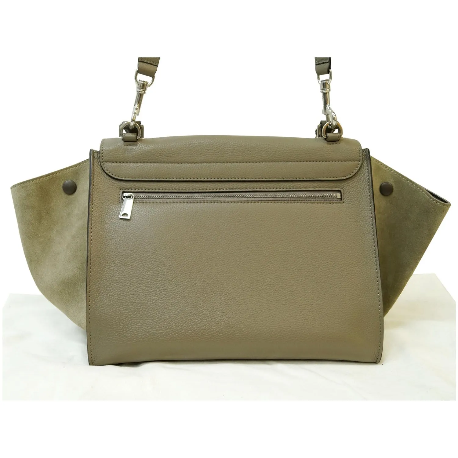 CELINE Trapeze Souris Small 2way Leather Tote Shoulder Bag Taupe