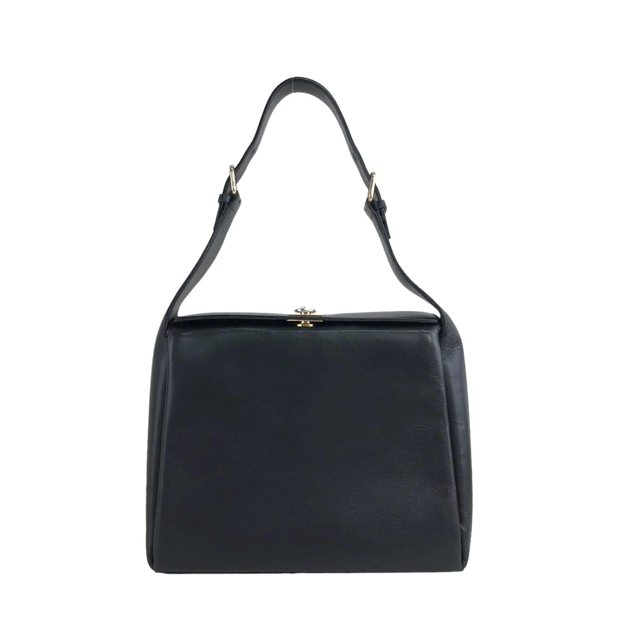 CELINE Turn Lock Handbag Black Vintage j4gitj