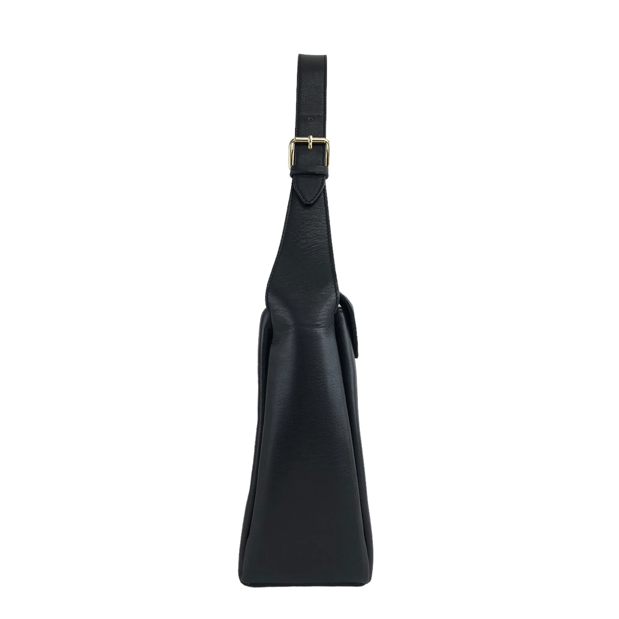 CELINE Turn Lock Handbag Black Vintage j4gitj