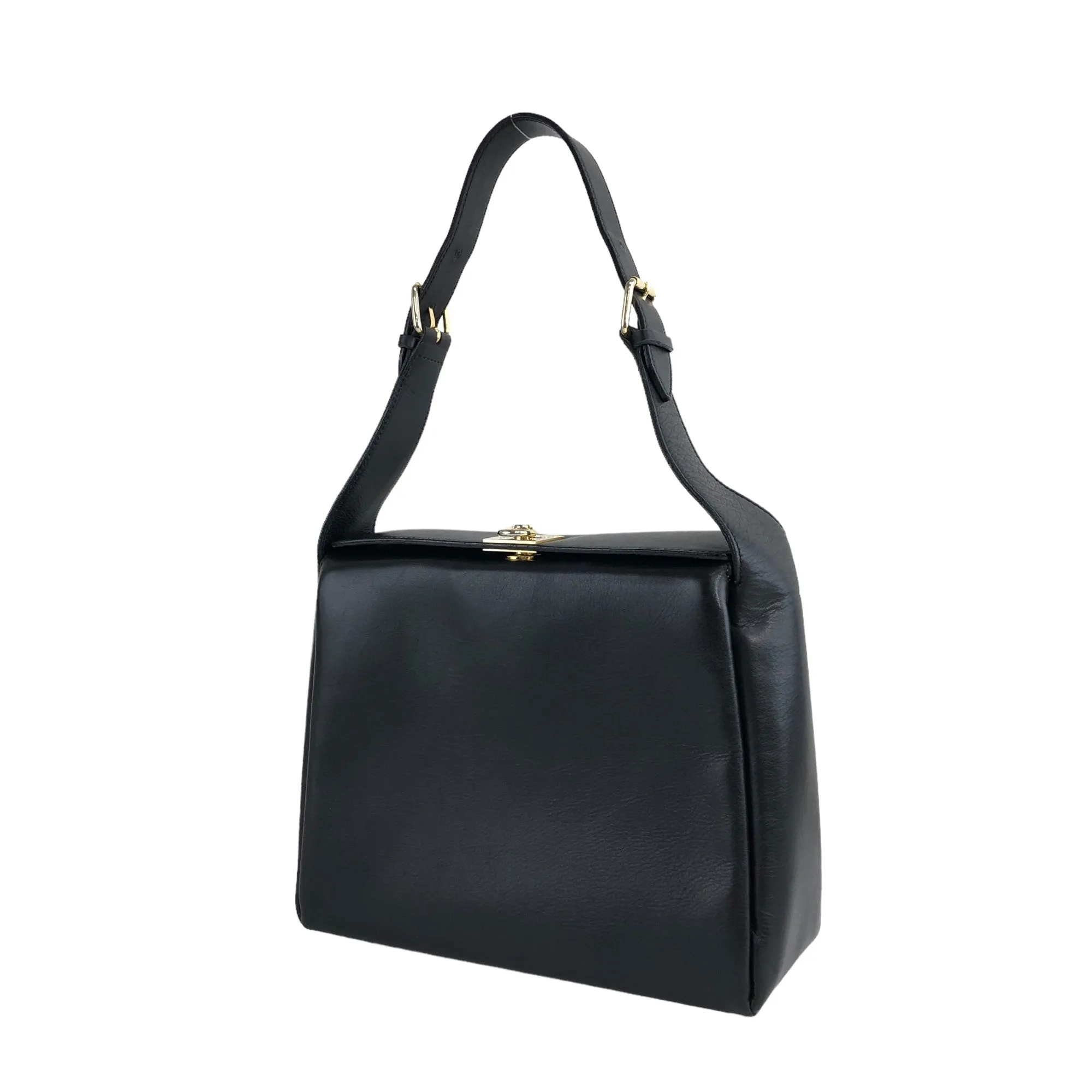 CELINE Turn Lock Handbag Black Vintage j4gitj