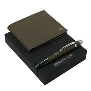 CERRUTI 1881 NPBW711X-Set CERRUTI 1881 Taupe (ballpoint pen & wallet)