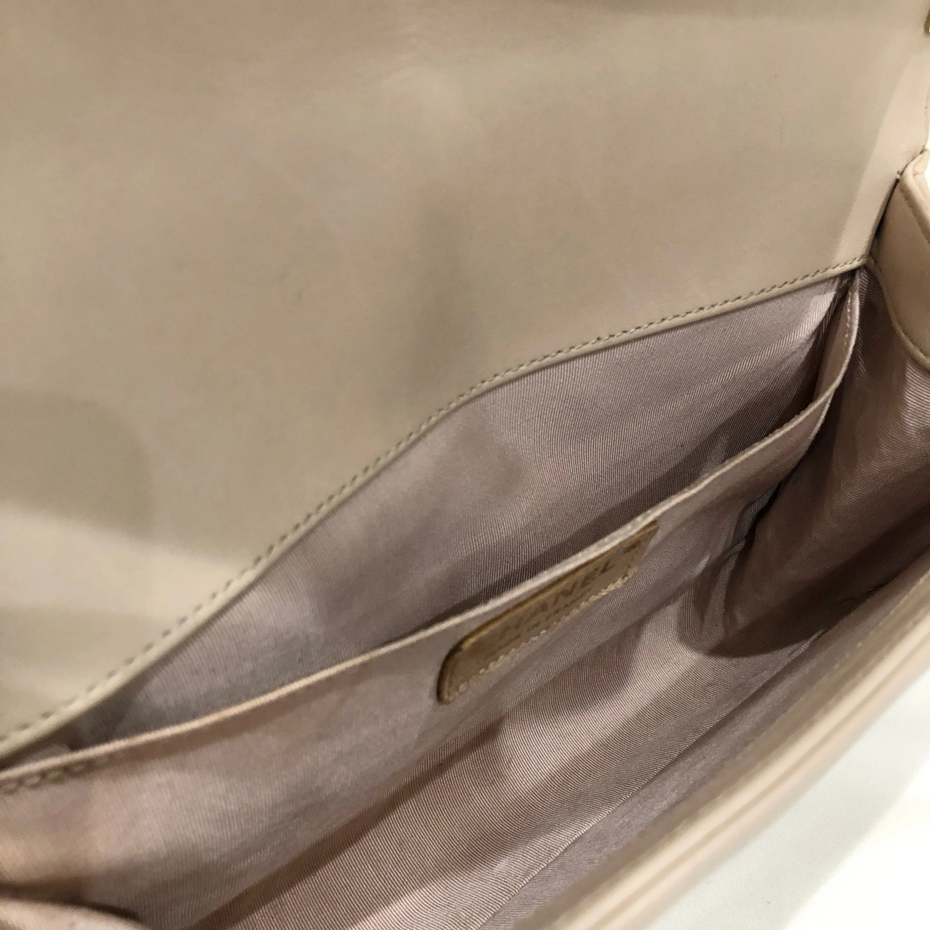 Chanel Beige Lambskin Old Medium Boy Shoulder Bag Sku# 82792