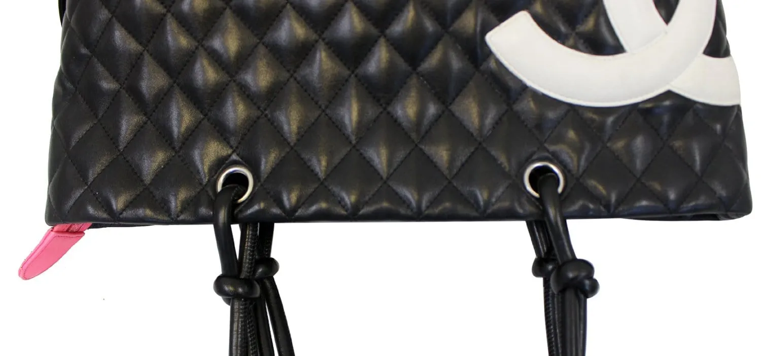 CHANEL Black CalfSkin Leather Large Cambon Tote Bag
