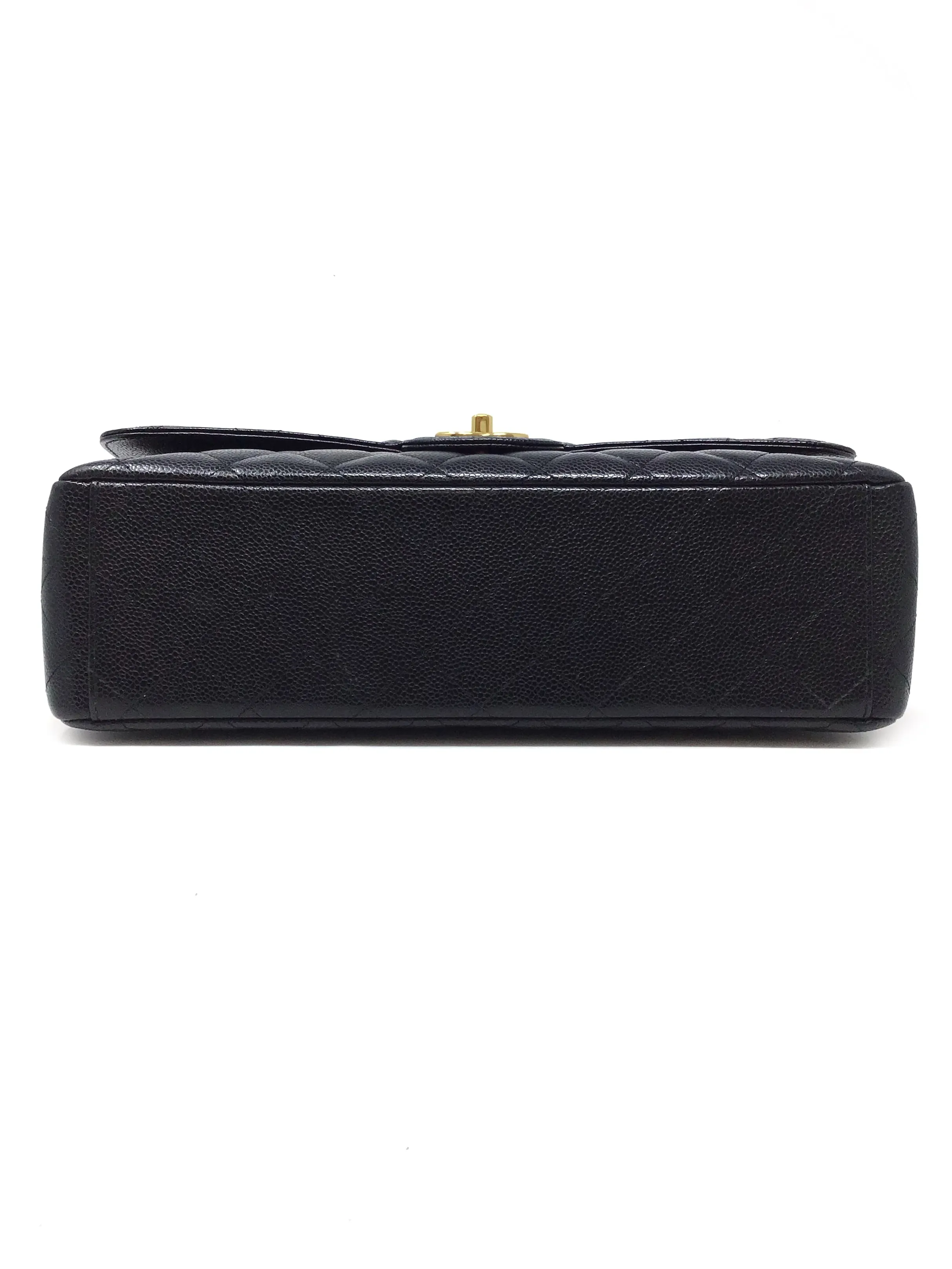 Chanel Black/Gold '14-'15 Maxi Caviar Double Flap