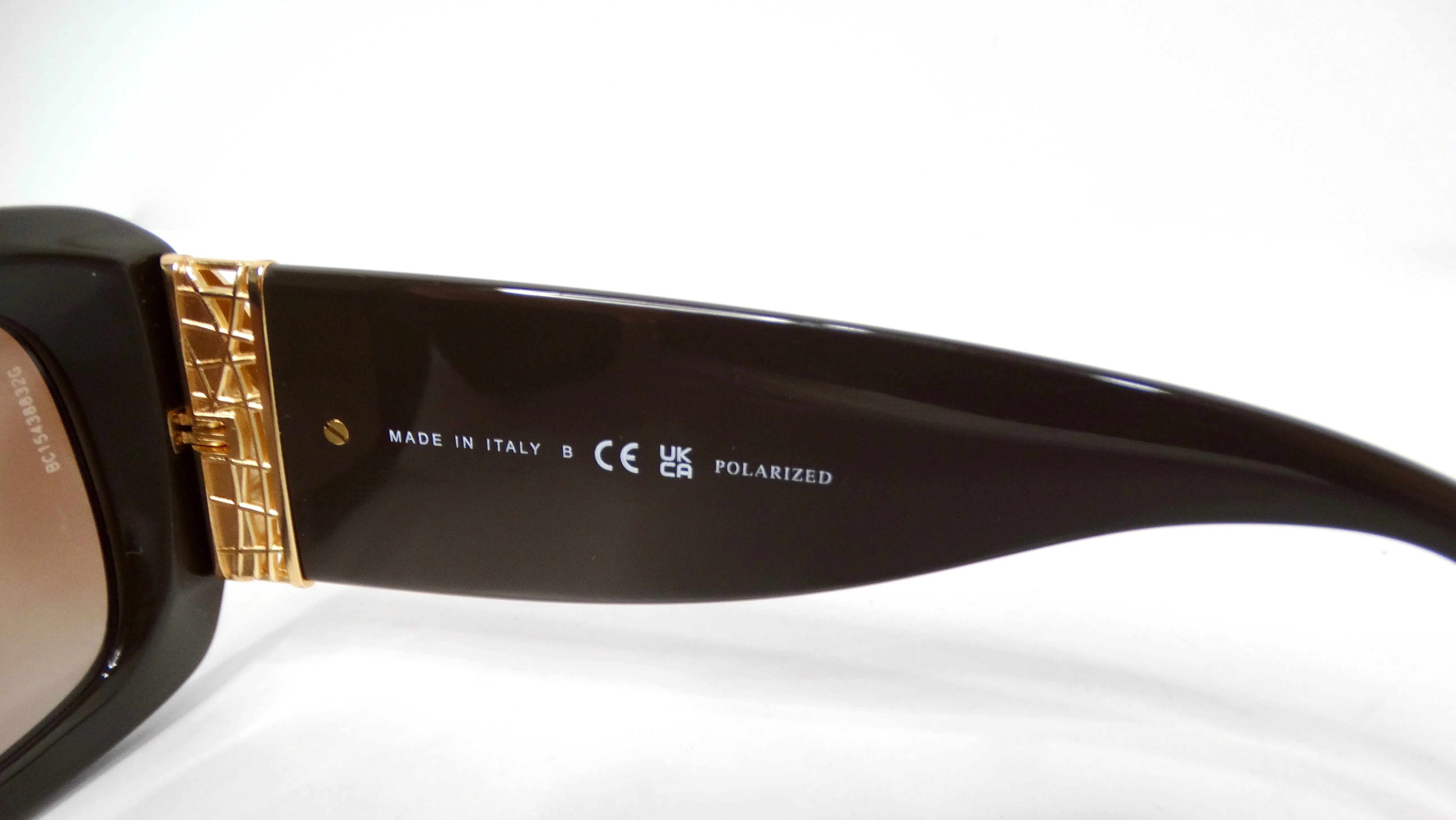 Chanel Brown Polarized Rectangular Gold-Tone Interlocking CC Accent Sunglasses