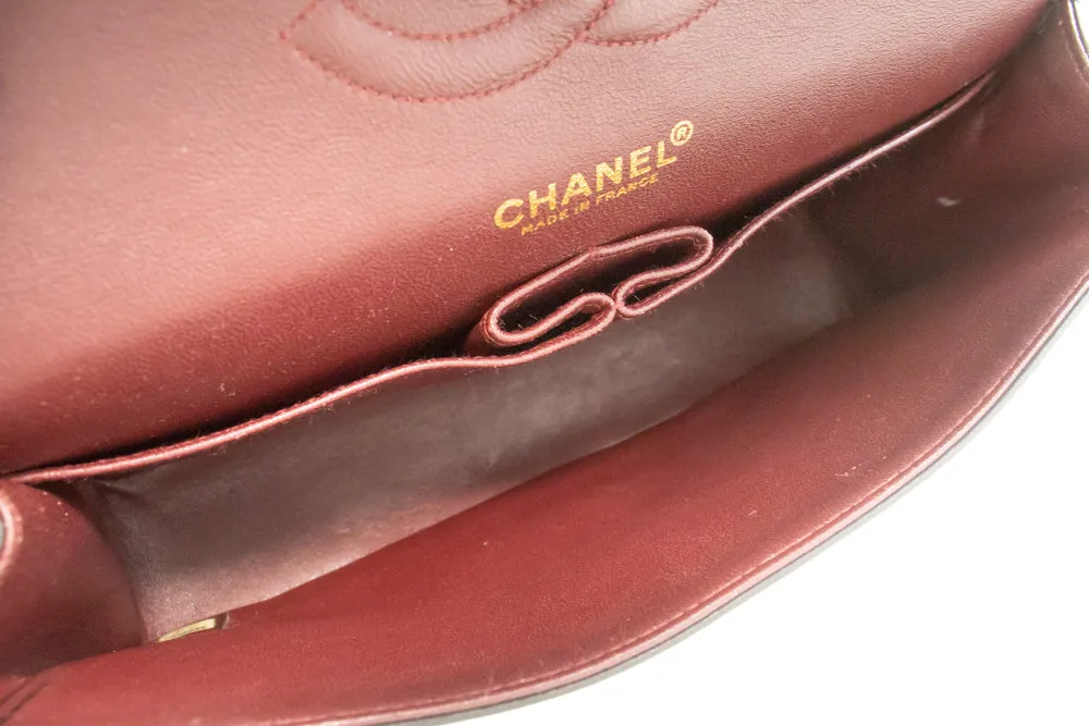 CHANEL Classic Double Flap 10" Chain Shoulder Bag Black Lambskin m82