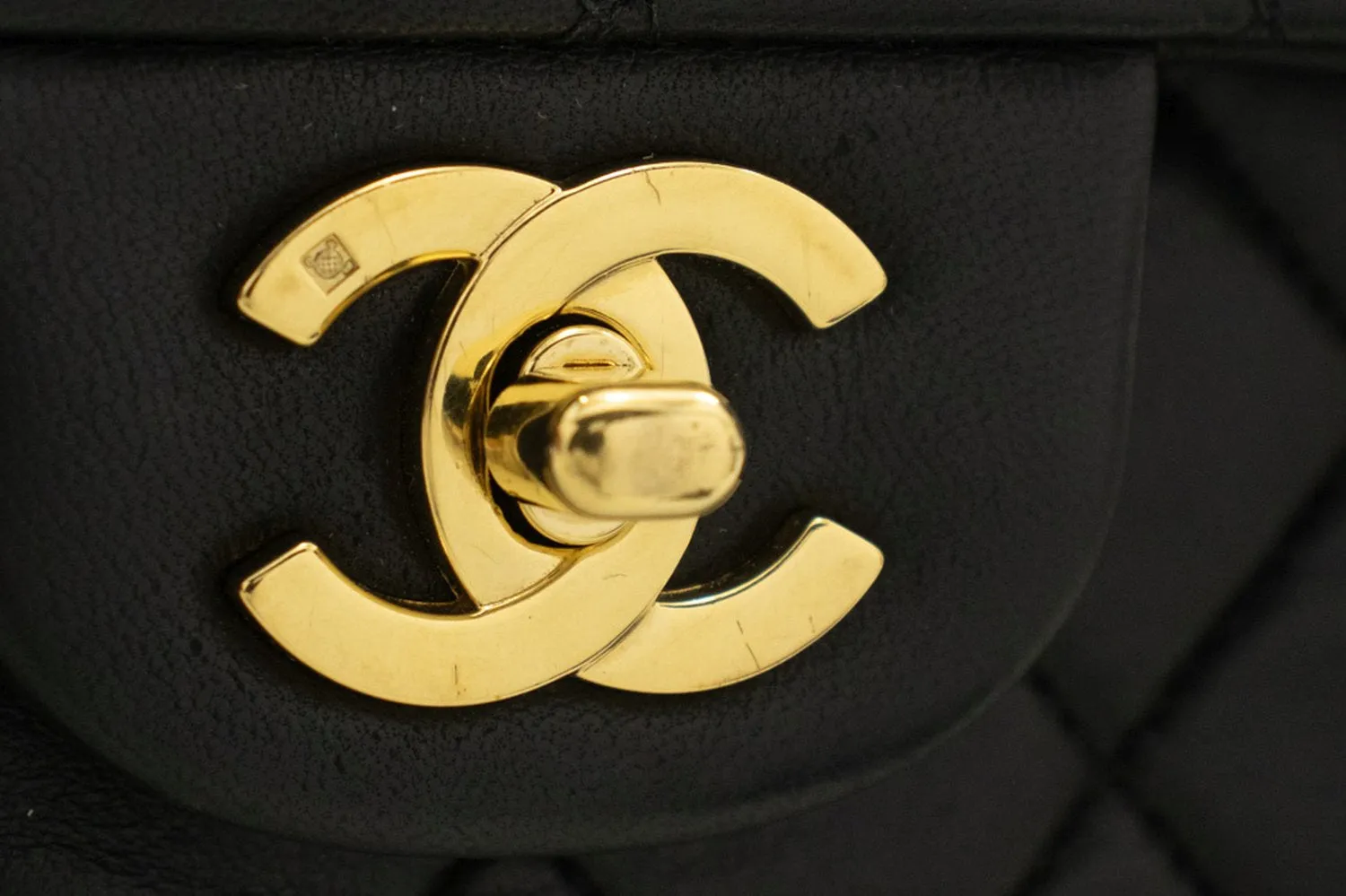 CHANEL Classic Double Flap Medium Chain Shoulder Bag Black Lamb m03