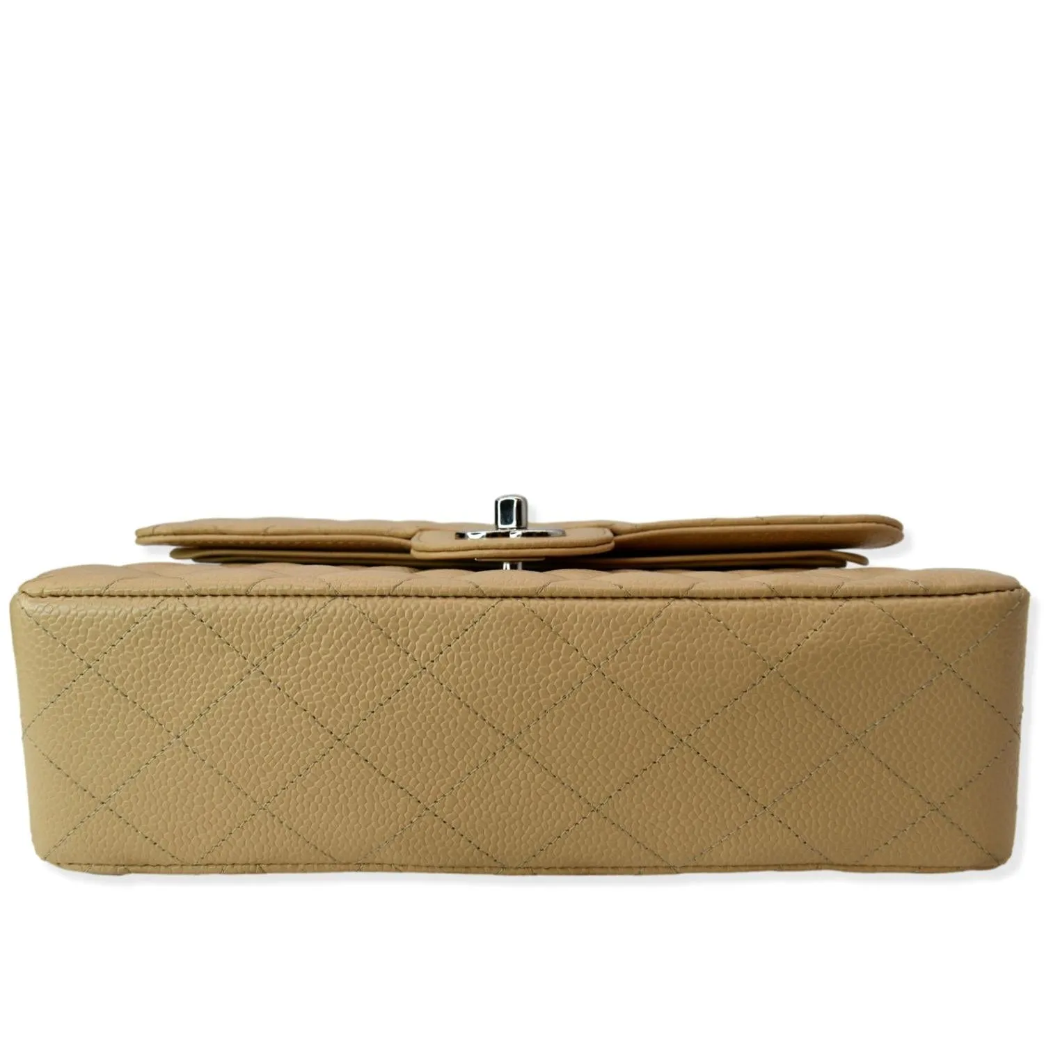 CHANEL Classic Double Flap Medium Leather Shoulder Bag Camel Beige
