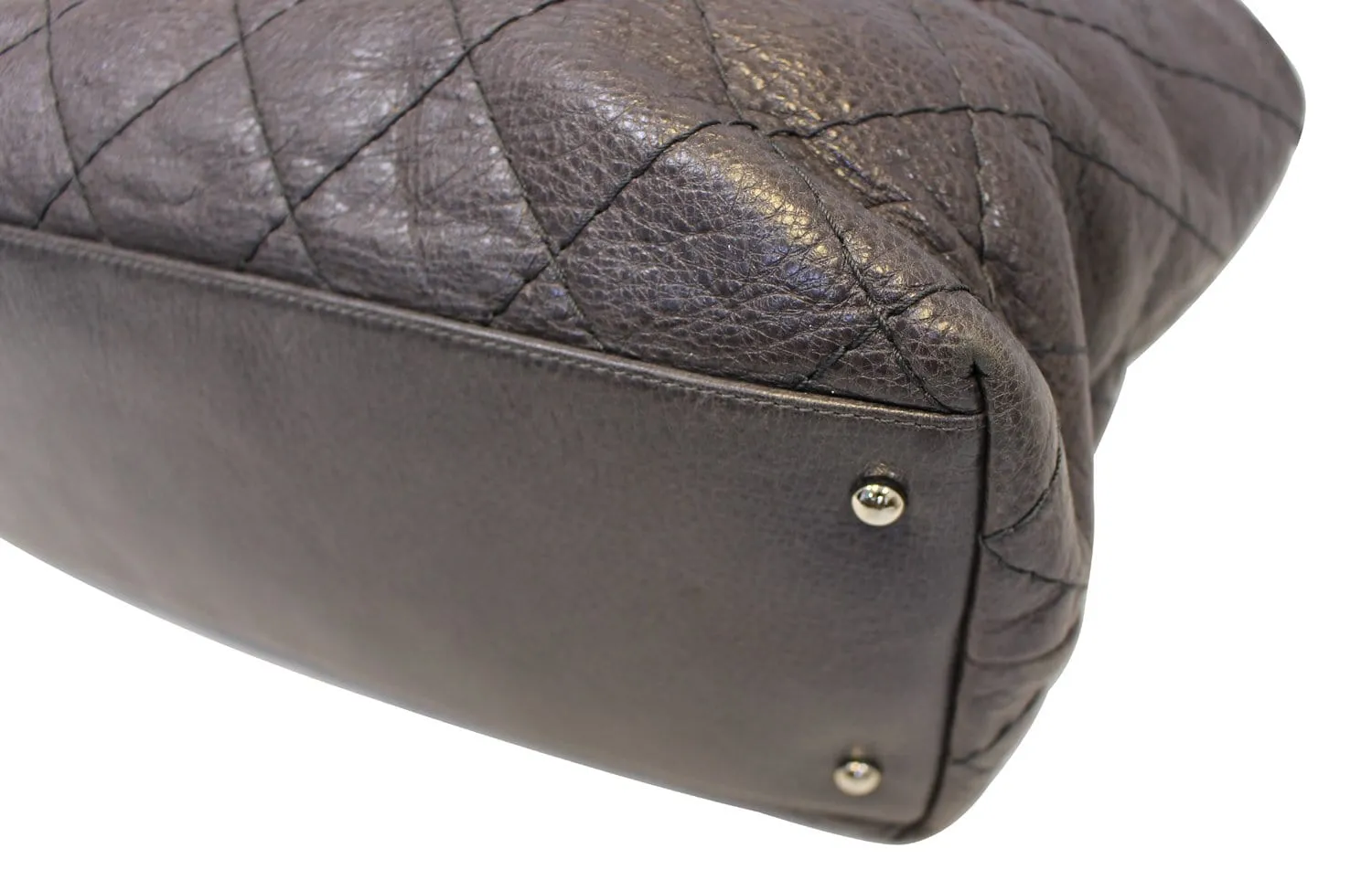CHANEL Dark Brown Glazed Leather On the Road Tote Bag