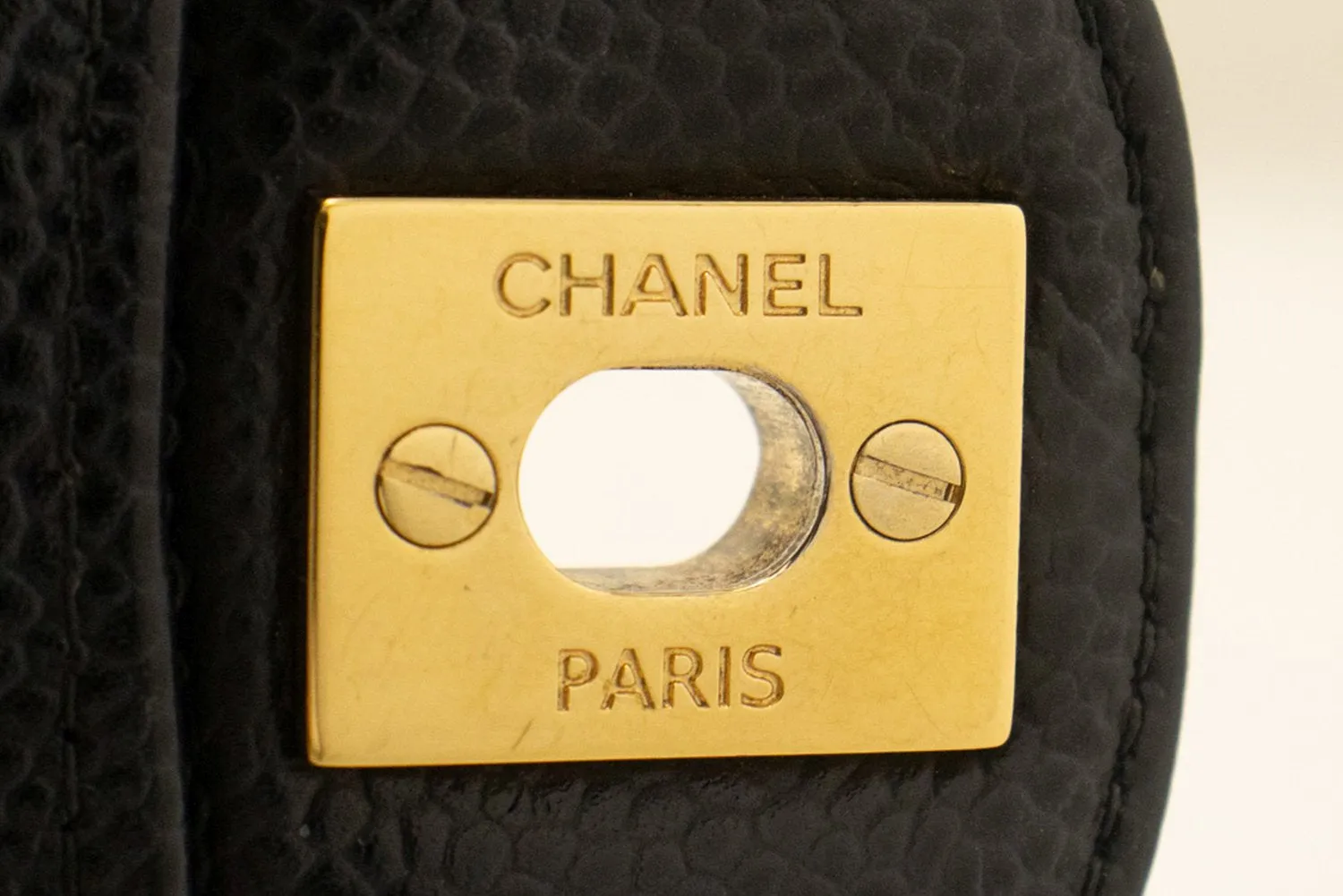 CHANEL Grained Calfskin Double Flap 9" Chain Shoulder Bag Black n49