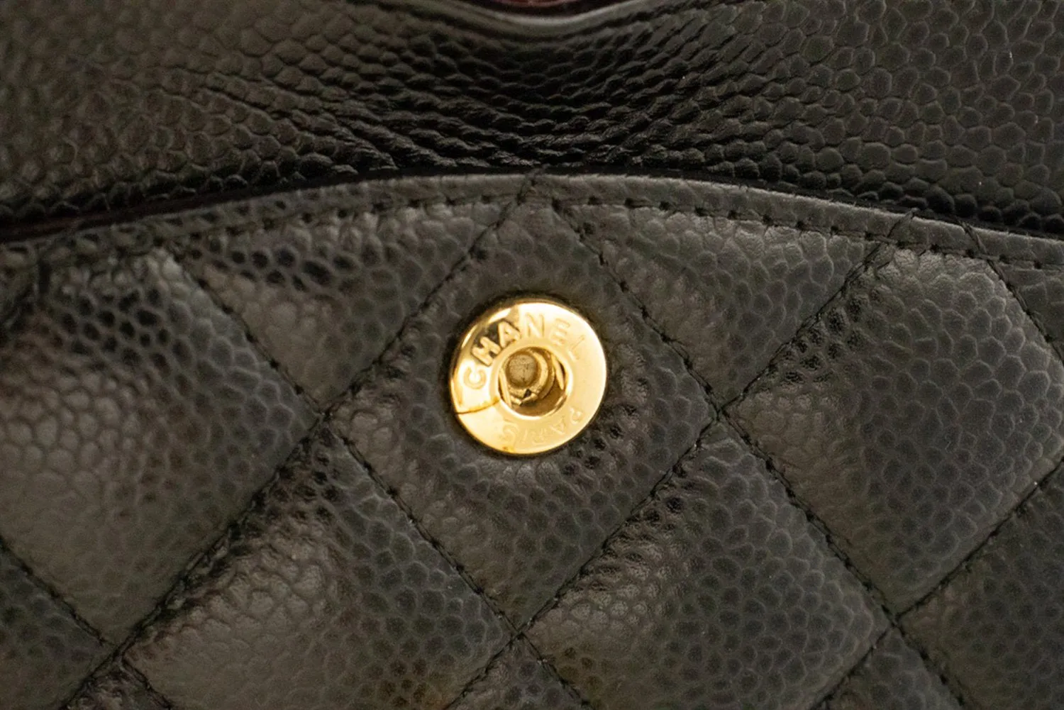 CHANEL Grained Calfskin Double Flap 9" Chain Shoulder Bag Black n49