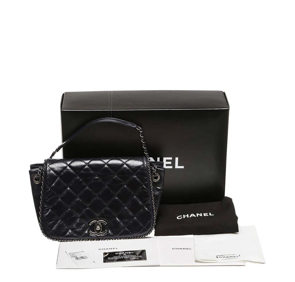 Chanel Navy Blue Accordion Flap Bag