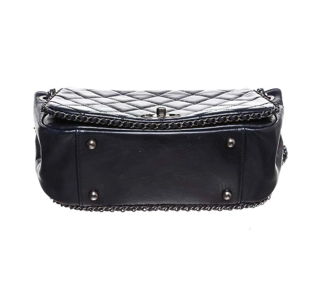 Chanel Navy Blue Accordion Flap Bag