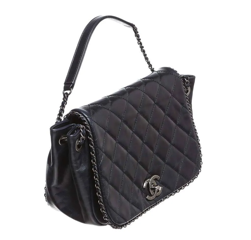 Chanel Navy Blue Accordion Flap Bag