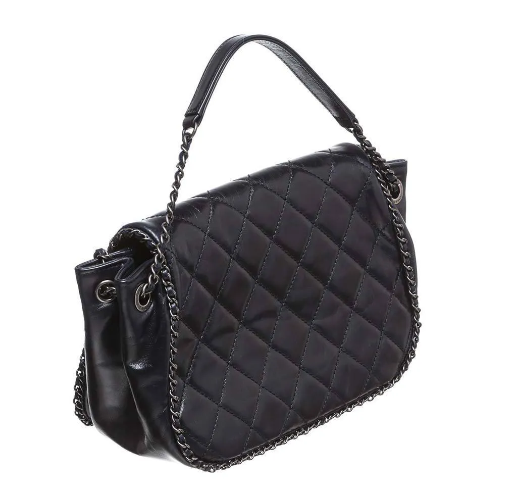 Chanel Navy Blue Accordion Flap Bag