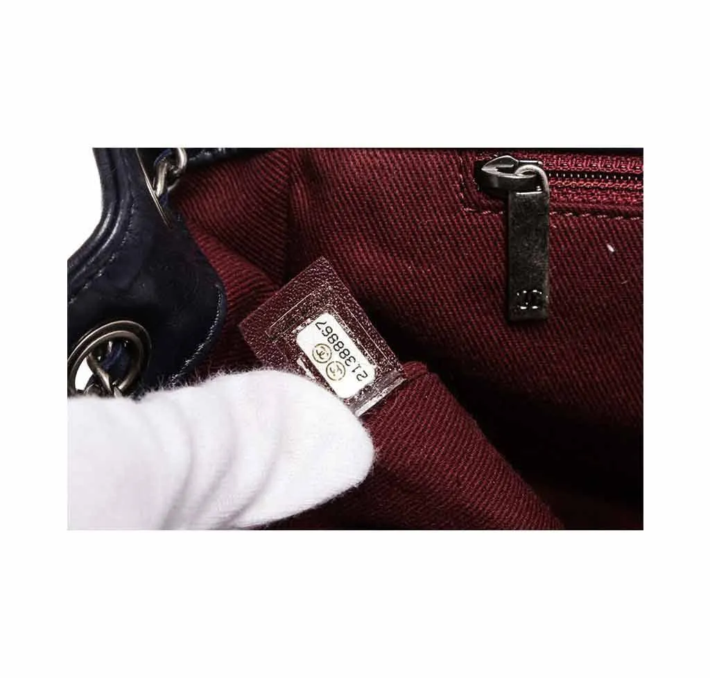 Chanel Navy Blue Accordion Flap Bag