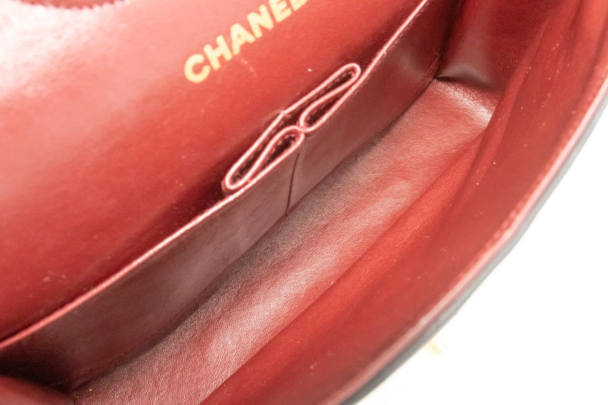 CHANEL V-Stitch Double Flap 10" Chain Shoulder Bag Black Lambskin n13