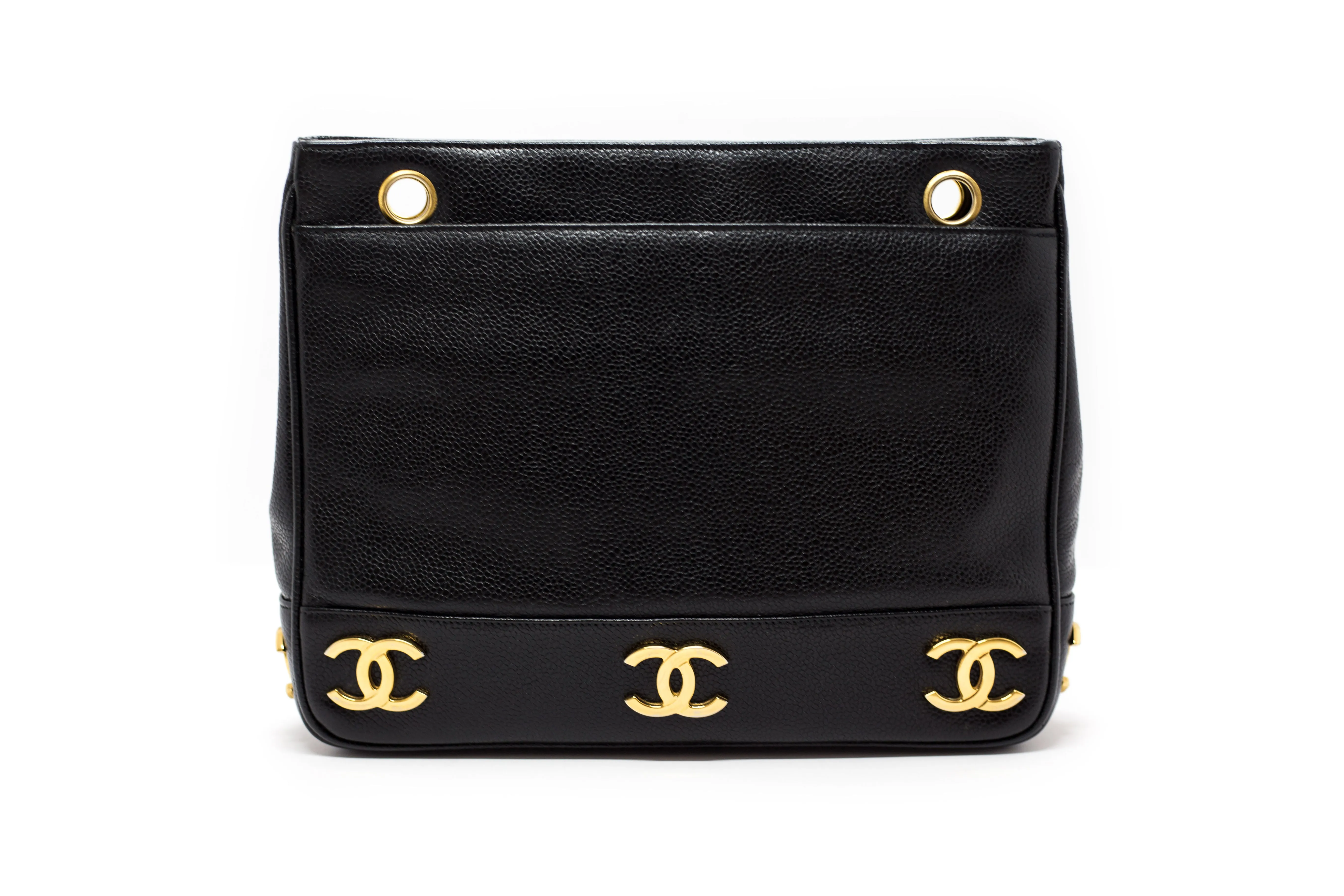Chanel Vintage Black Caviar Multi Emblem Tote