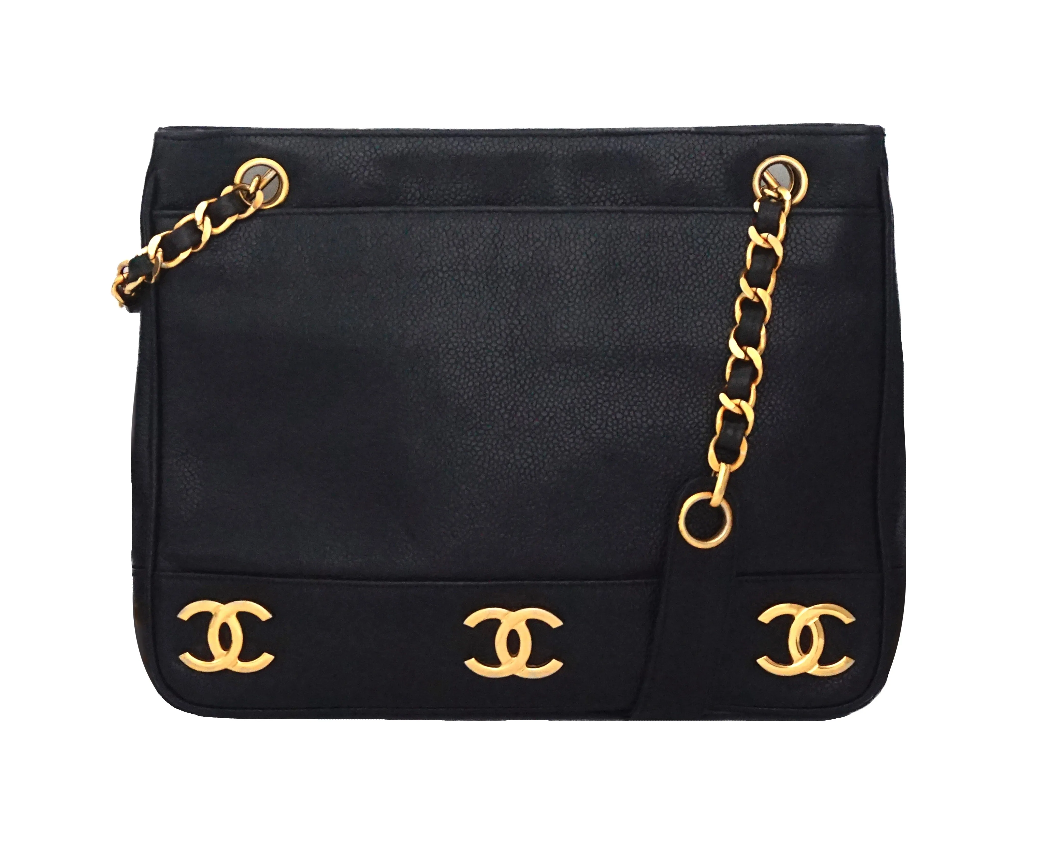 Chanel Vintage Black Caviar Multi Emblem Tote