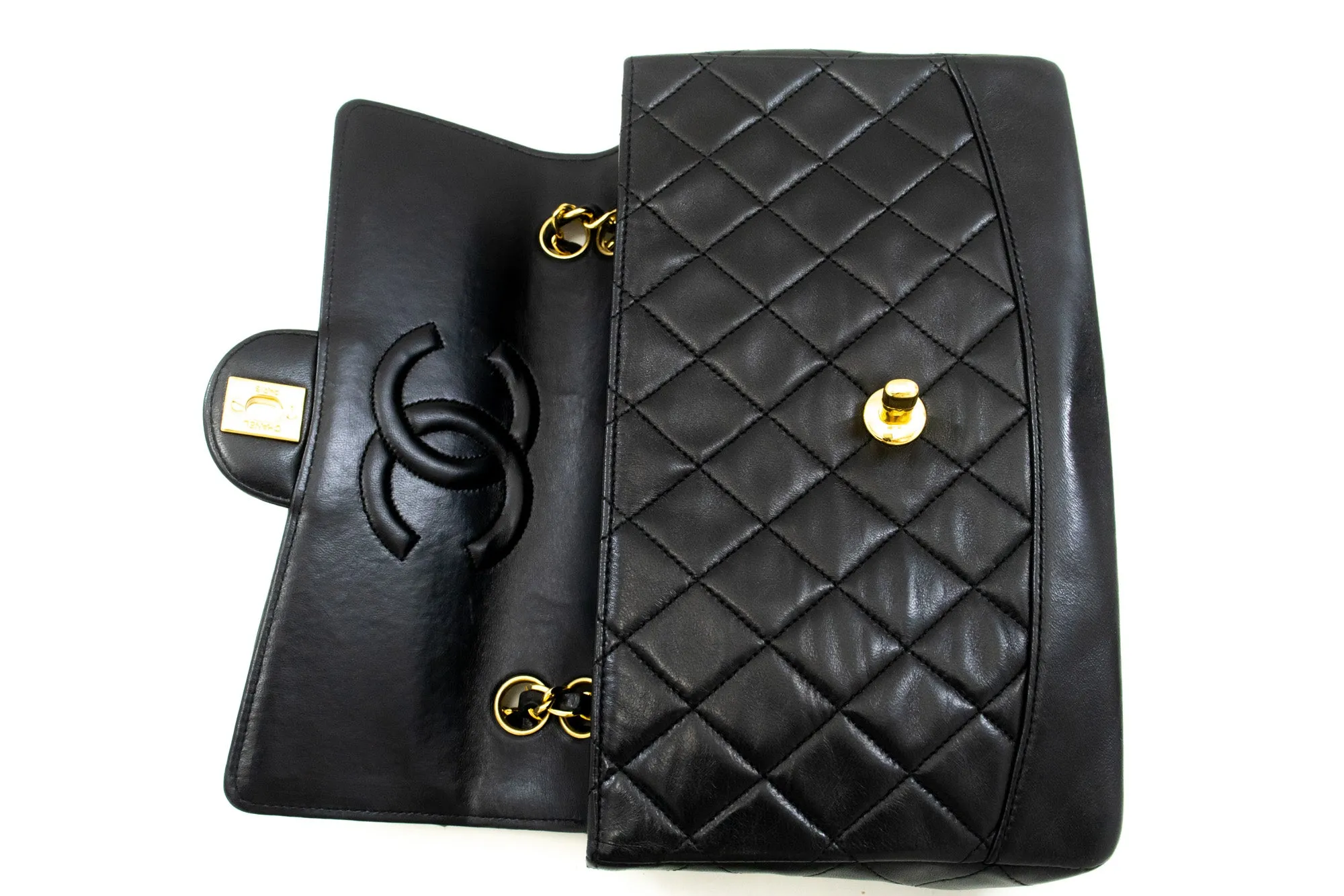 CHANEL Vintage Classic Chain Shoulder Bag Single Flap Quilted Lamb m91