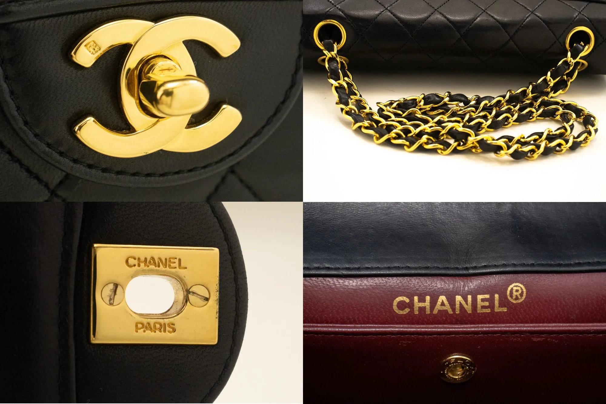 CHANEL Vintage Classic Chain Shoulder Bag Single Flap Quilted Lamb m91