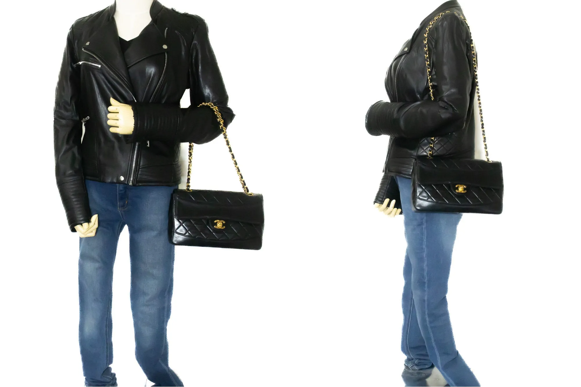 CHANEL Vintage Classic Chain Shoulder Bag Single Flap Quilted Lamb m91