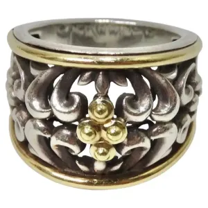 Charles Krypell Sterling Silver and 18K Gold Ivy Dome Ring