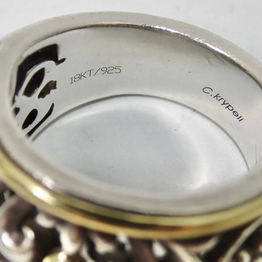 Charles Krypell Sterling Silver and 18K Gold Ivy Dome Ring
