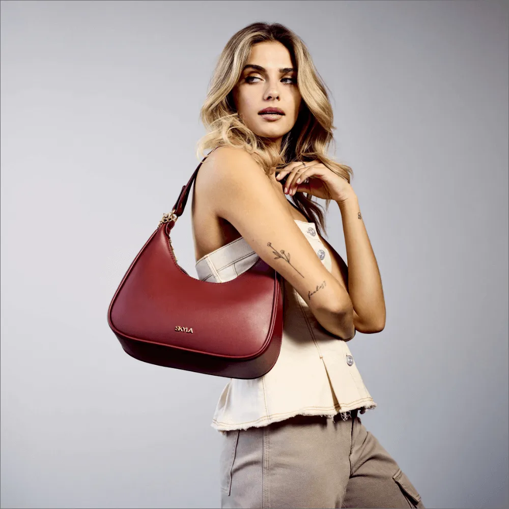 Charlie Vegan Leather Shoulder Bag | Auburn