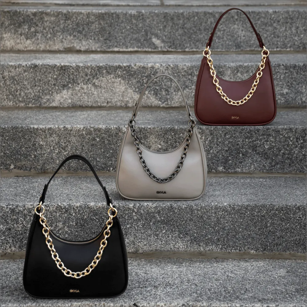 Charlie Vegan Leather Shoulder Bag | Auburn
