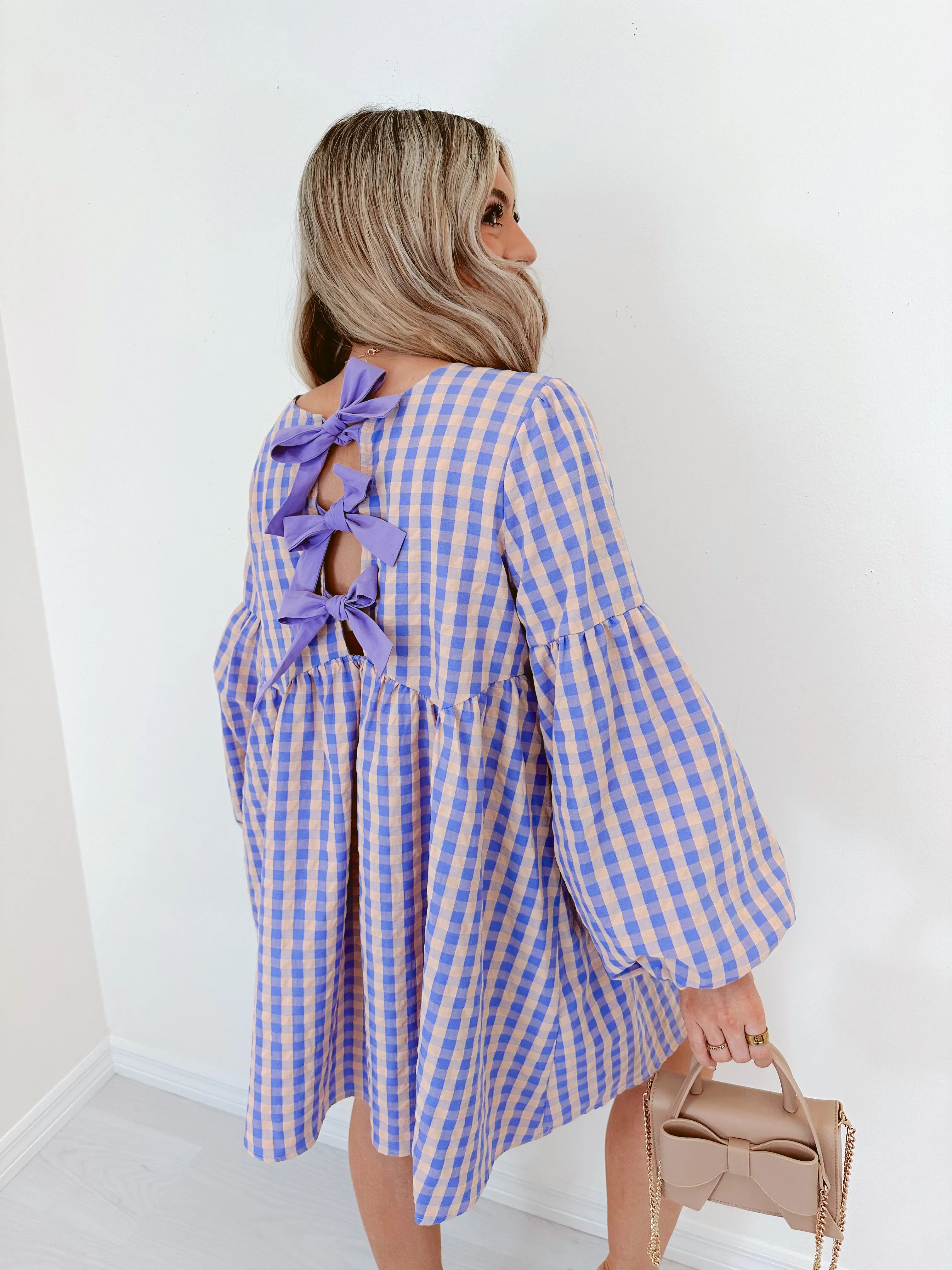 Check Out Back Bow Gingham Dress