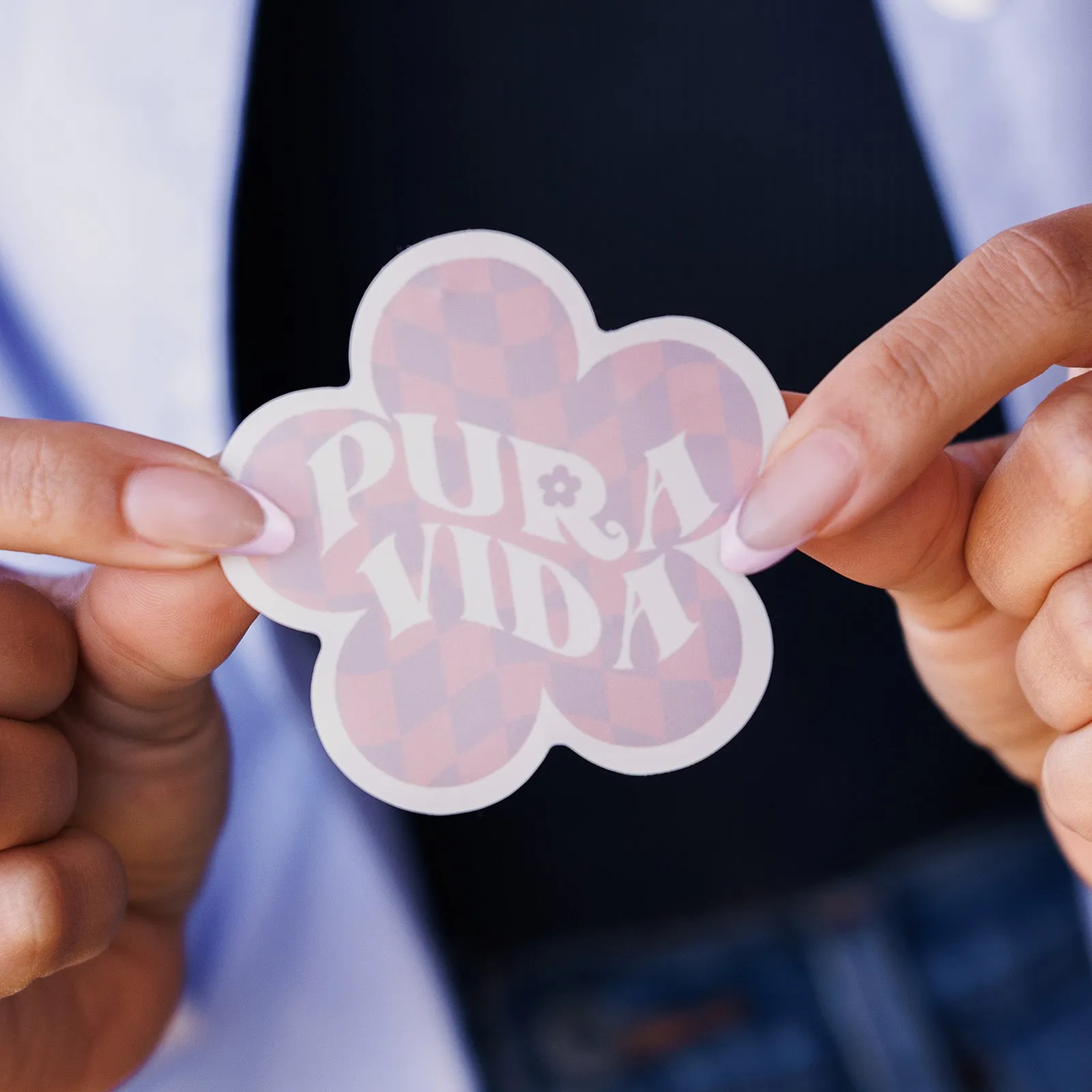 Checkered Flower Sticker