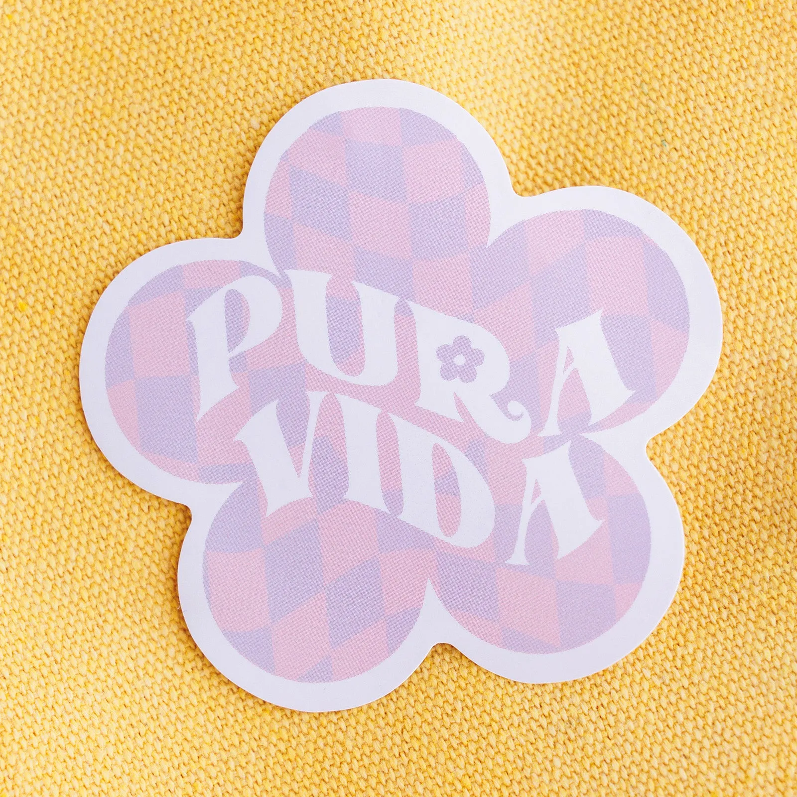 Checkered Flower Sticker